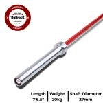 The DireWolf Deadlift Bar - (20kg, 27mm, 2300mm) Red - Remastered